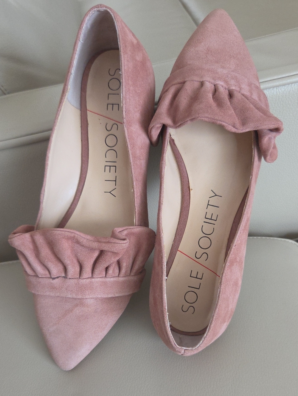 Sole Society Pointed-Toe Suede Flat in Dusty Rose Size 7.5M